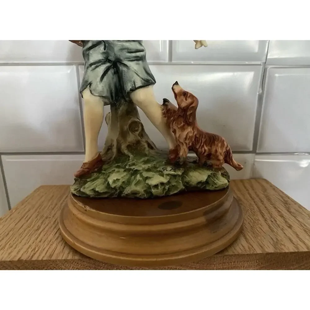 Vintage Luigi Giorgio Benacchio Style Italian Figurine Boy w Dog Cottage Decor
